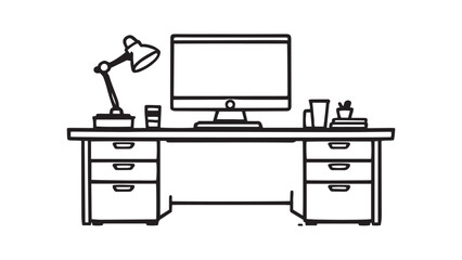 Desk set line art