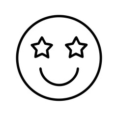 sparkle eyes emoji line art icon vector illustration
