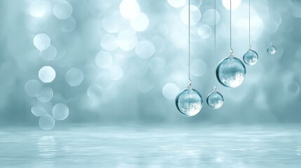 Serene reflections glass spheres suspended over tranquil water