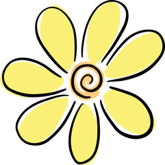 Cartoon Flower Head Swirly Illustration Floral 