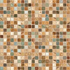 Handcrafted mosaic tile texture irregular ceramic fragments earthy vintage seamless high resolution
