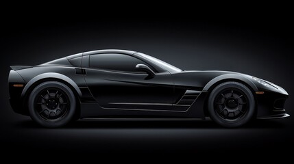 Black sports car powerful statement of automotive excellence on dark background