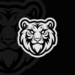 Tiger mascot esport illustration logo design, black white