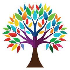 Obraz premium Vibrant colorful tree vector icon symbolizing growth and wisdom vector illustration isolated on white background