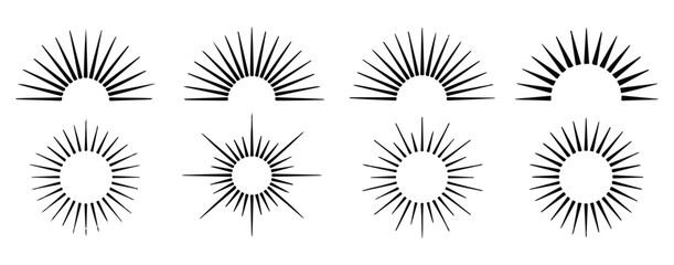 Sunburst and sunshine ray vector set