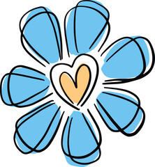 Cartoon Flower Head Swirly Illustration Floral 