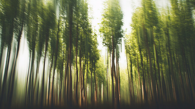 Abstract forest trees nature background green woods landscape blurred motion photography art print wall decor