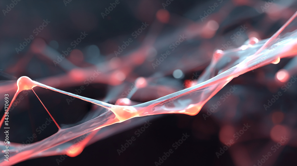 Poster abstract network connection with red and blue light, science and technology background, data structu