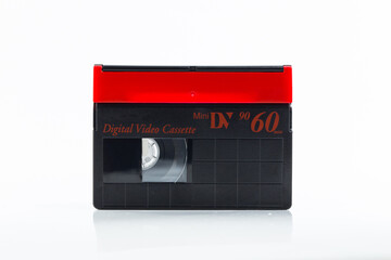Obraz premium Mini DV cassette tape isolated on white background