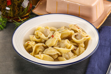 Russian homemade dumplings with meat