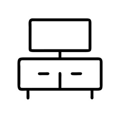 tv stand line art icon vector illustration