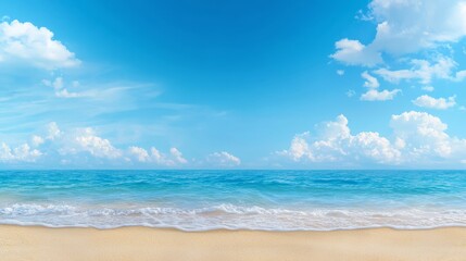 Stunning beach landscape azure sky white clouds and golden sand paradise beautiful