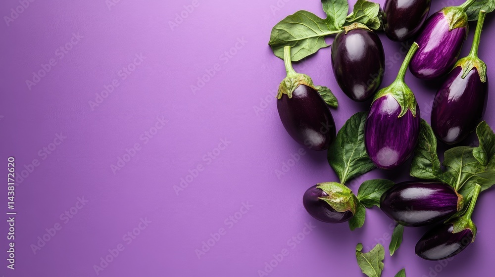 Poster Monochromatic color scheme with eggplants on matching soft purple background