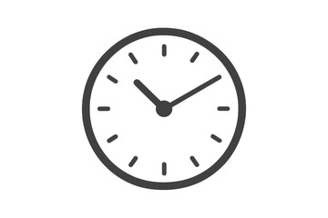 Minimalist analog clock showing the time at 2:08 with simple hour and minute markers.