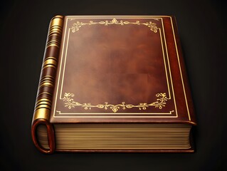 Fototapeta premium Antique Leather-Bound Book with Ornate Design and Gilded Edges: A Collector's Vintage Literary Treasure