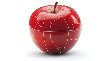 Obraz premium Closeup of vibrant red apple with distinctive white stripe symbol of freshness and health