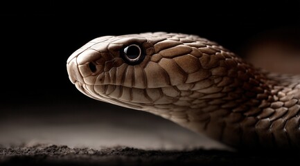 Fototapeta premium A close up of a snake's head on a black background