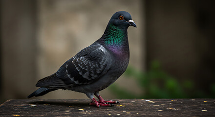 Obraz premium Pigeon Standing Close-up, Wildlife Photo for Nature Themes, Animal Blogs, and Urban Articles