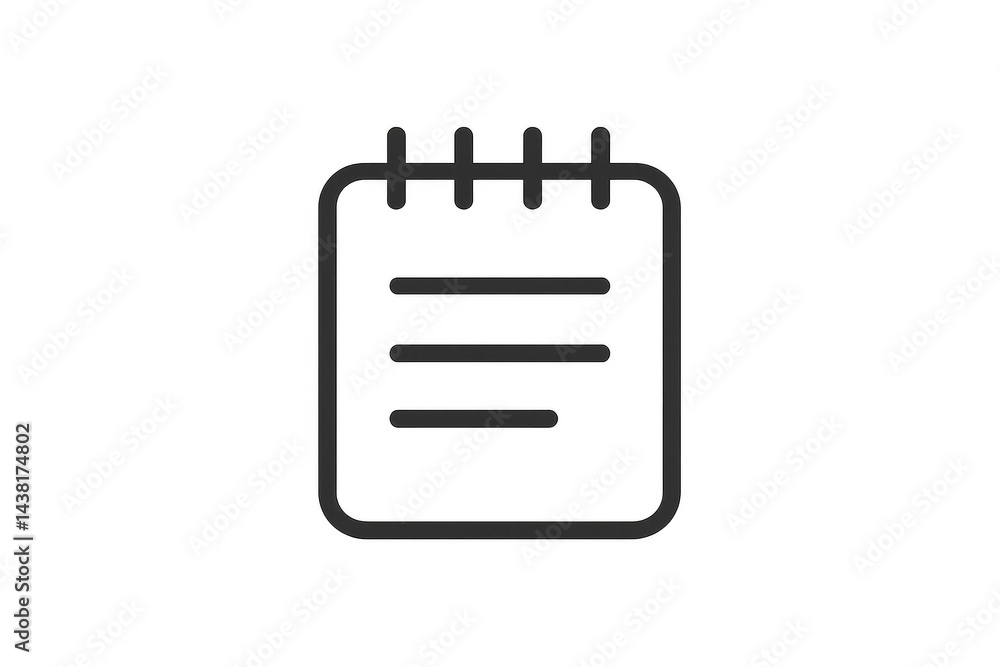 Aufkleber simple notepad icon with three horizontal lines and a spiral binding at the top.