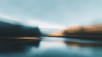 Abstract landscape blurred lake water reflection background nature scenic view travel photography art print