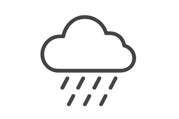 Minimalist icon of a cloud with rain falling down.
