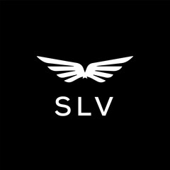 SLV letter logo design on Black background.