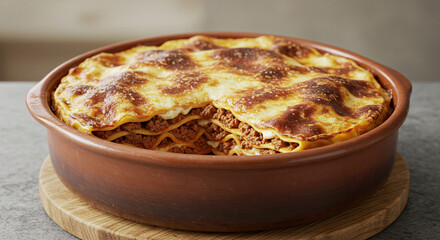 lasagna bolognese, pasta, mozzarella and minced meat