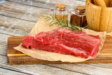 Raw beef flesh for cooking