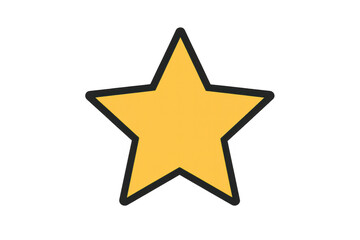 Obraz premium A simple yellow five-pointed star with a bold black outline.