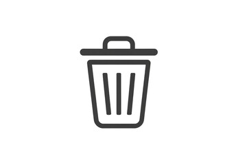 Simple trash bin icon with a lid and vertical lines representing a waste container.
