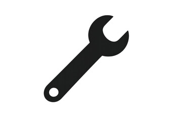 A black silhouette of a wrench with an open end, commonly used for tightening or loosening bolts and nuts.