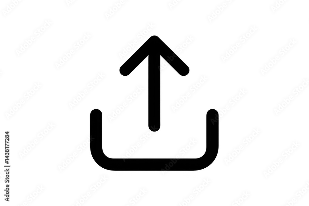 Poster upload icon with an upward arrow and a tray.
