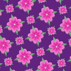 Pink flower pattern on the purple floor