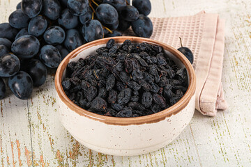 Dry ripe sweet blue raisin