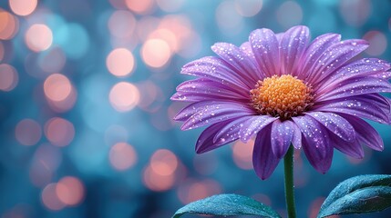 Obraz premium A purple flower with water droplets on it