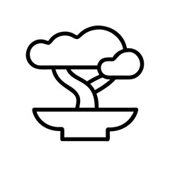 bonsai tree line art icon vector illustration