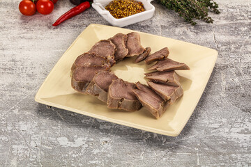 Sliced boiled pork tongue snack