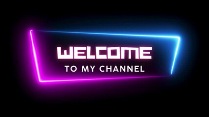 Welcome to my channel opener, 4K YouTube intro animation, modern content creator splash, dynamic text reveal, streamer branding