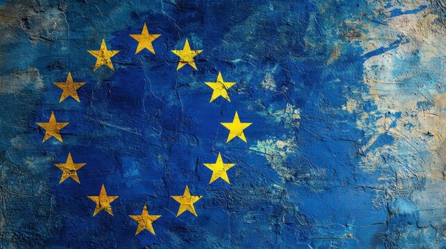 A symbolic representation of the EU flag with a message about European unity - Powered by Adobe