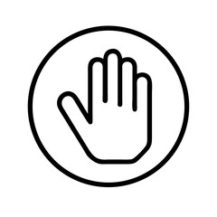 Fototapeta premium stop hand line art icon vector illustration