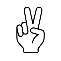 victory sign line art icon vector illustration