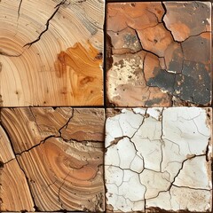 Wabi sabi surface texture cracked wood aged ceramics rustic earth tones seamless high resolution