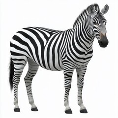 Fototapeta premium A zebra with a blank signboard, messy stripes, melancholy look, hyper-realistic digital art, isolated on white background.