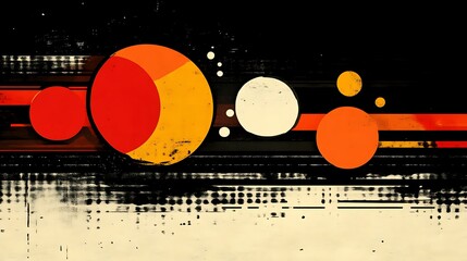 Obraz premium Abstract Orange and Black Circular Design with Stripes