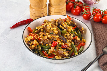 Eastern cuisine - Ptitim with beef and vegetables
