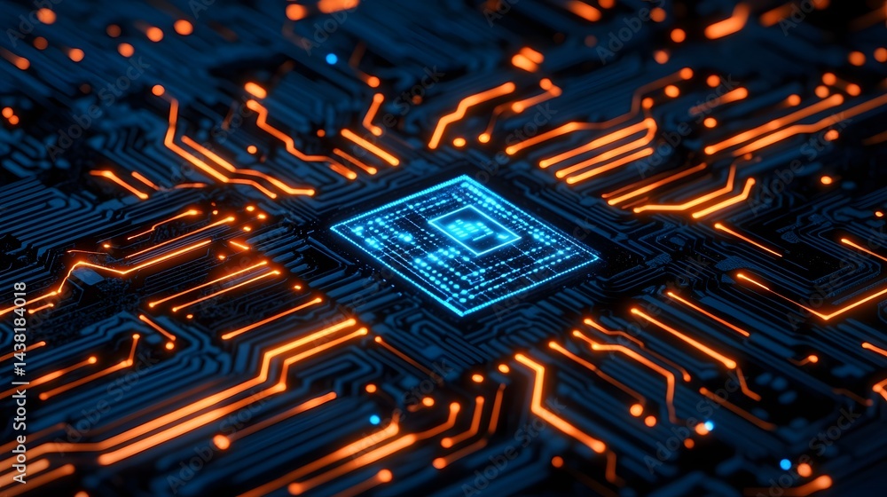 Aufkleber futuristic ai-powered data network showcasing digital technological advancement and innovation