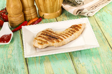 Grilled Turkey fillet breast served sauce