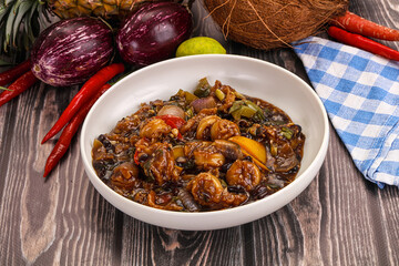 Squid with vegetables in oyser sauce