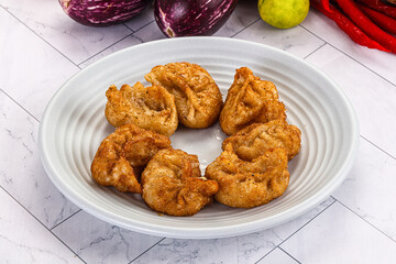 Tibetian fried momo stuffed dumplings