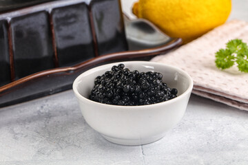 black sturgeon caviar in the bowl
